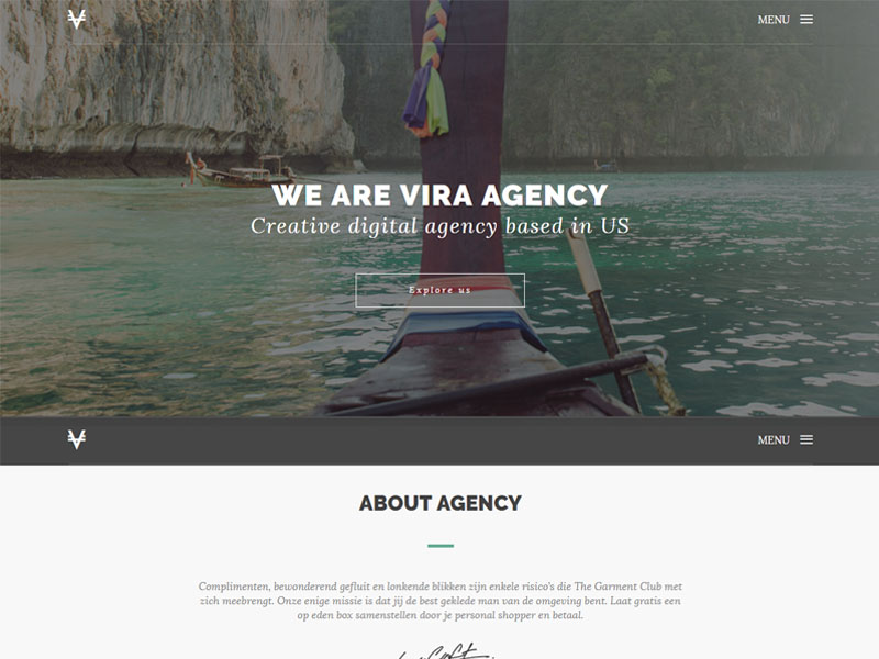 Vira - Free One Page Office Startup Agency Bootstrap HTML5 Website Template