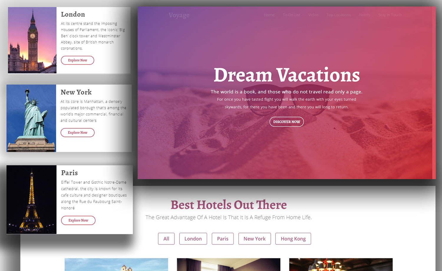 Voyage - Free One Page Tourism Website Template with Parallax Background