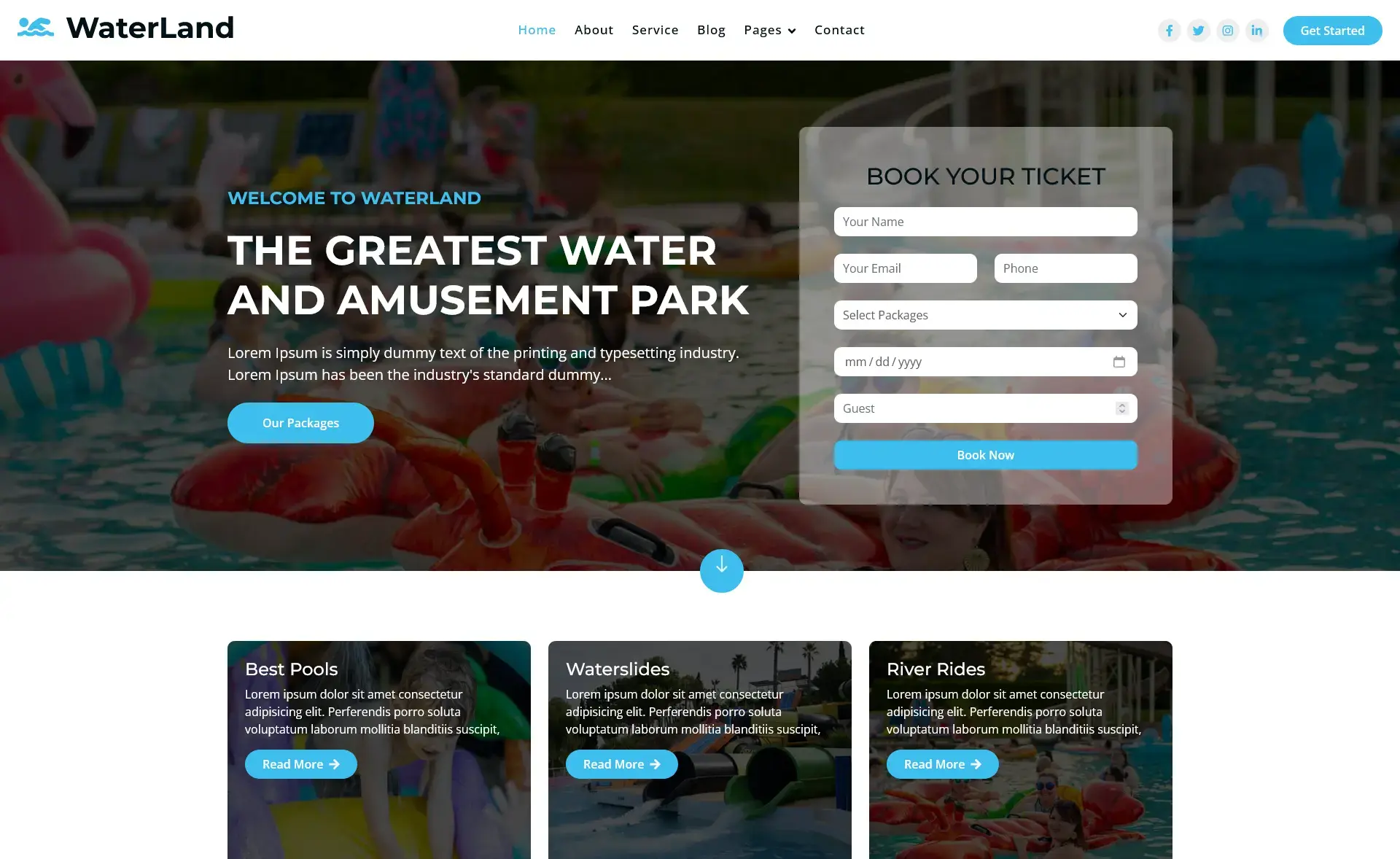 WaterLand - Free Bootstrap 5 Entertainment Website Template