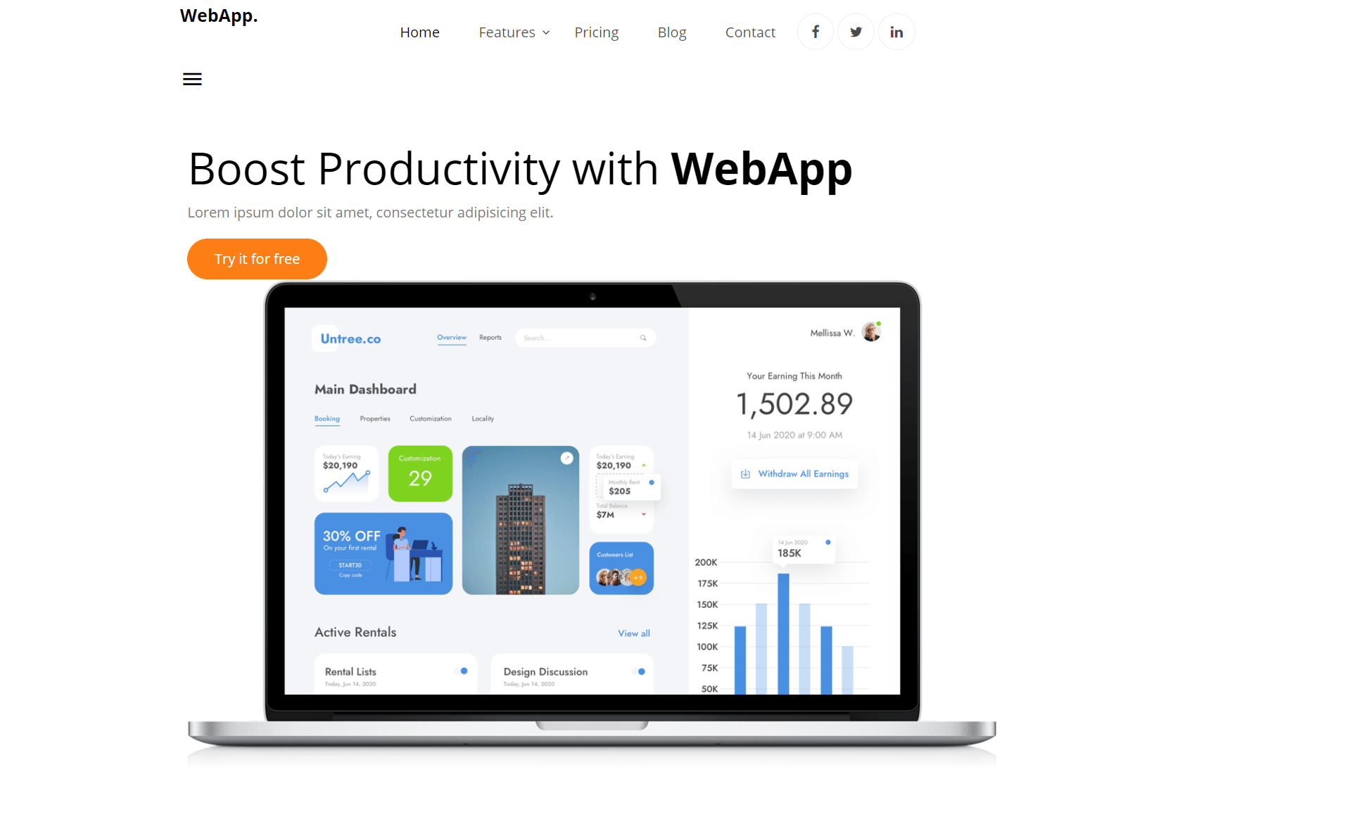 WebApp - Free Responsive Bootstrap 4 HTML5 Landing Page Template