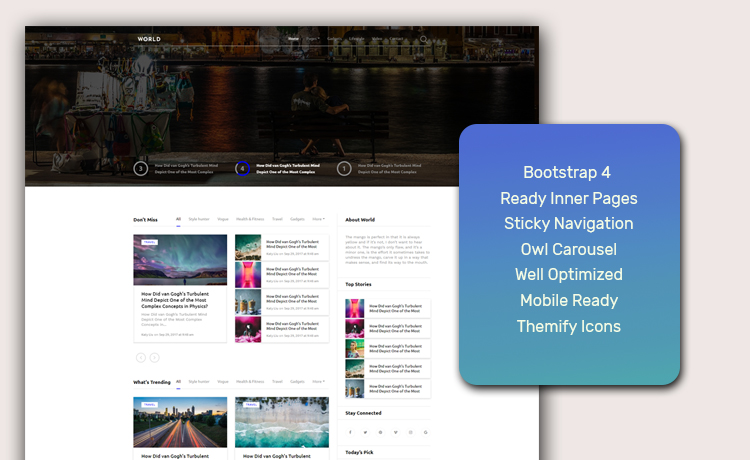 World - Free HTML5 Magazine Template for Blog Websites