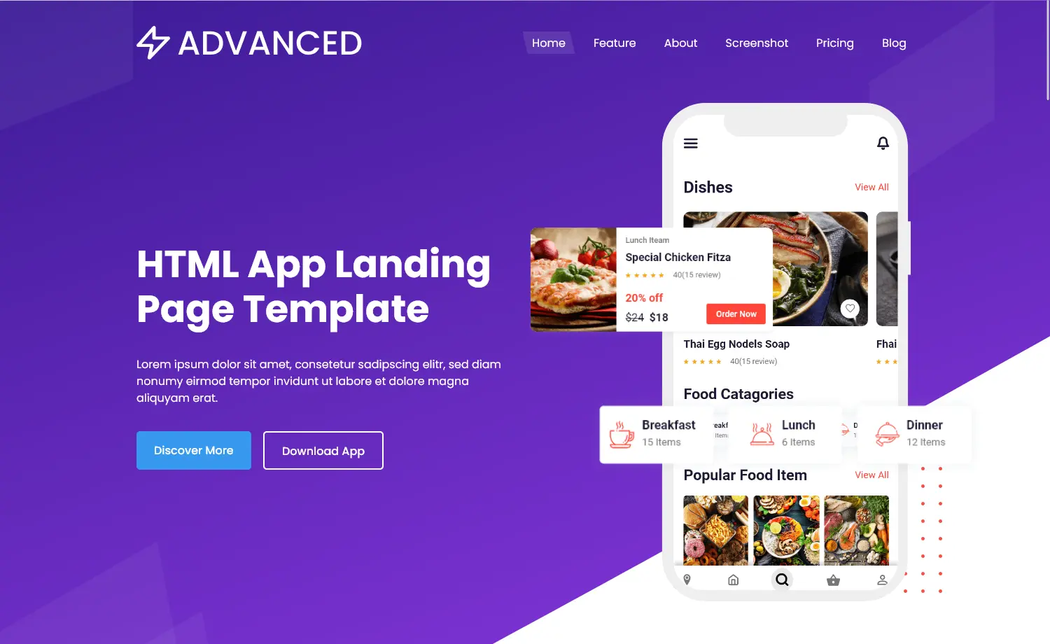 Advanced - Free Bootstrap App Landing Page Template