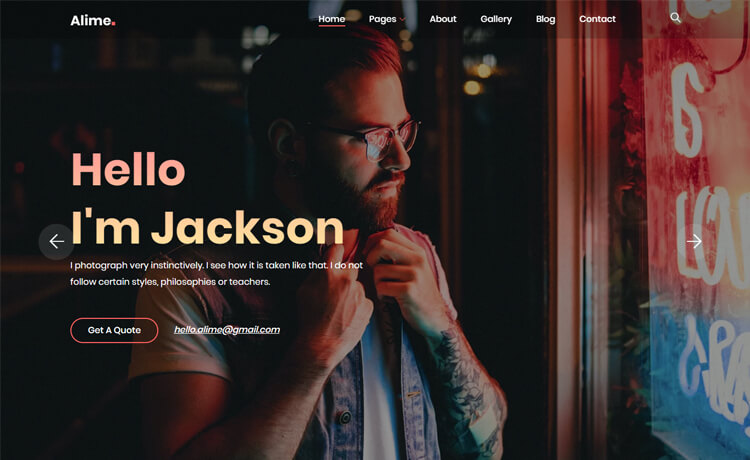 Alime - Free Bootstrap 4 HTML5 Responsive Photography Website Template