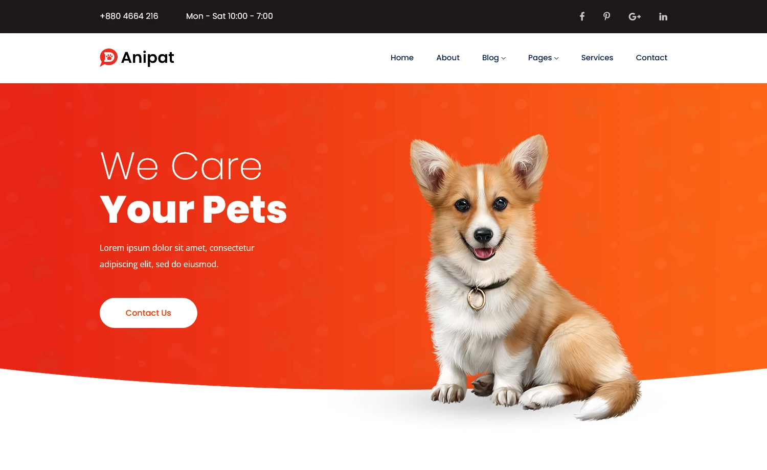 Anipat - Free Bootstrap 4 HTML5 Pet Care Website Template