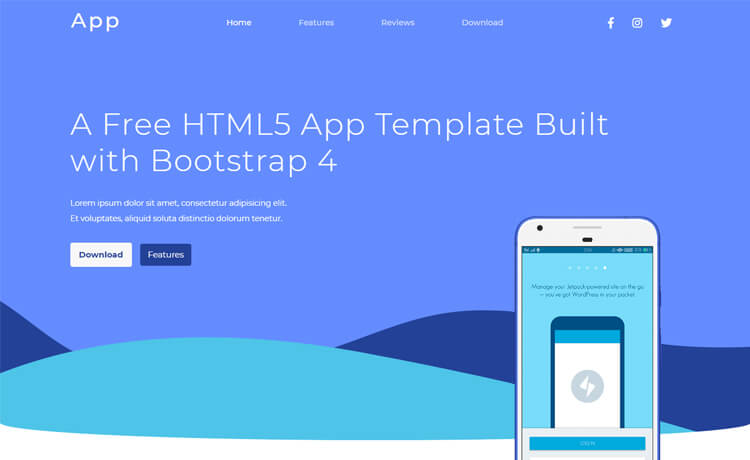 App - Free HTML5 Bootstrap 4 app landing page template