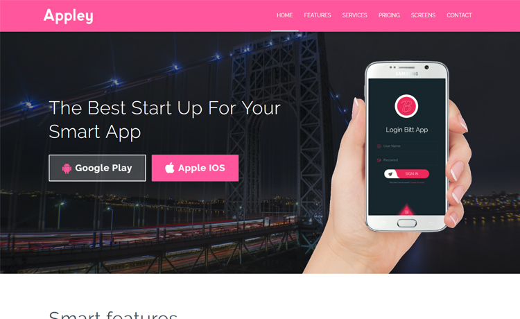 Appley - Free Bootstrap HTML5 app landing page template
