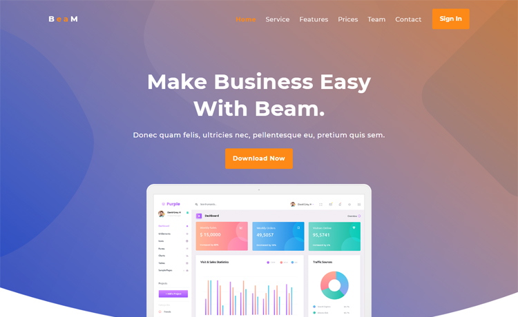 Beam - Free Bootstrap 4 HTML5 app landing page template for apps and software