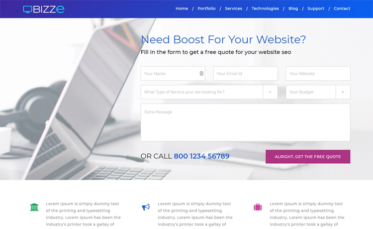 Bizze - Free Bootstrap 4 HTML5 professional business website template