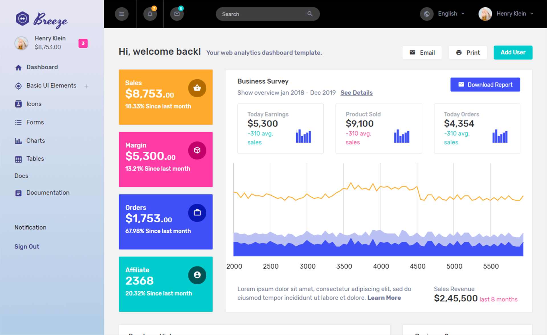 Breeze - Free Bootstrap 5 Responsive Admin Dashboard Template