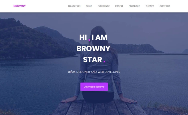 Browny - A free one page HTML5 personal portfolio website template for web developers and UX-designers