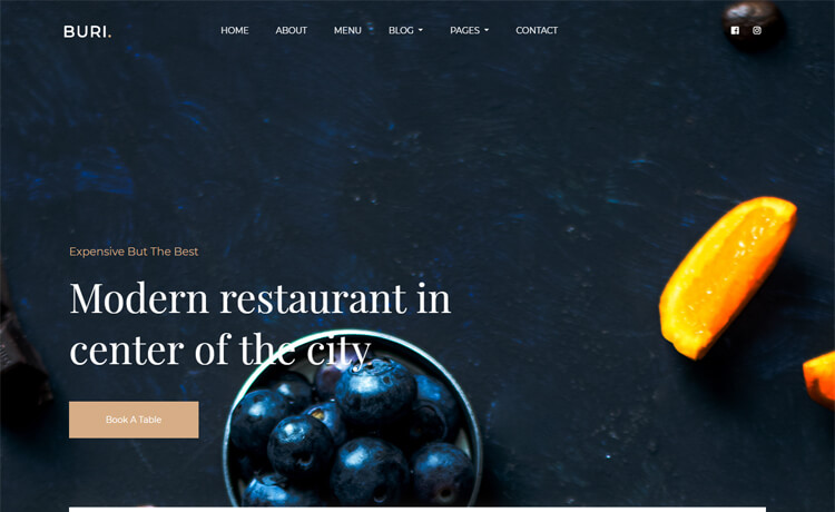 Buri - Free Bootstrap 4 HTML5 Restaurant Website Template
