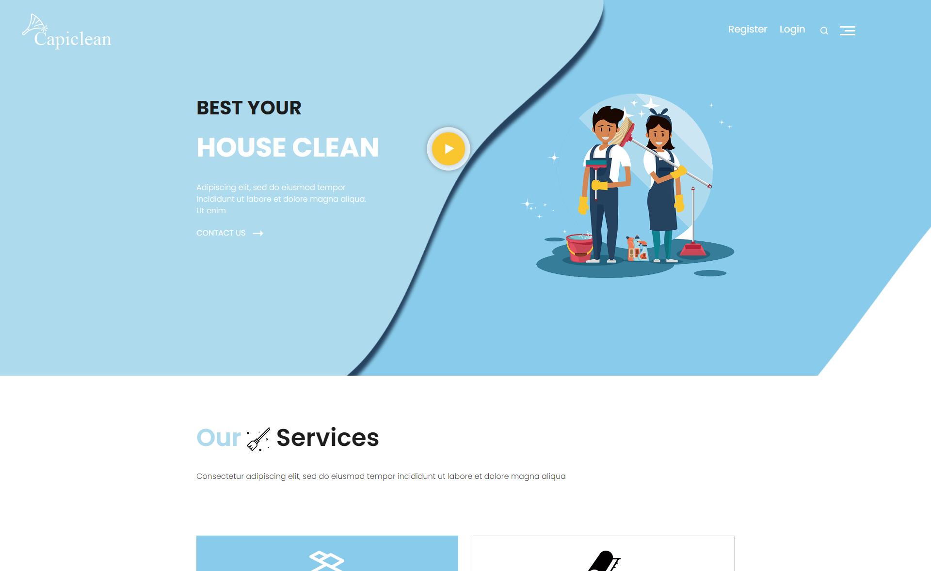 Capiclean - Free Bootstrap 4 Home Cleaning Website Template