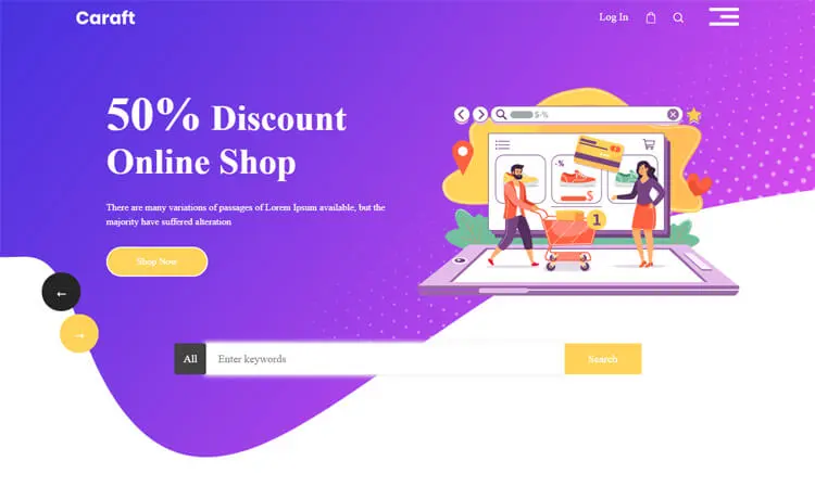 Caraft - Free Bootstrap 4 HTML5 Ecommerce Website Template