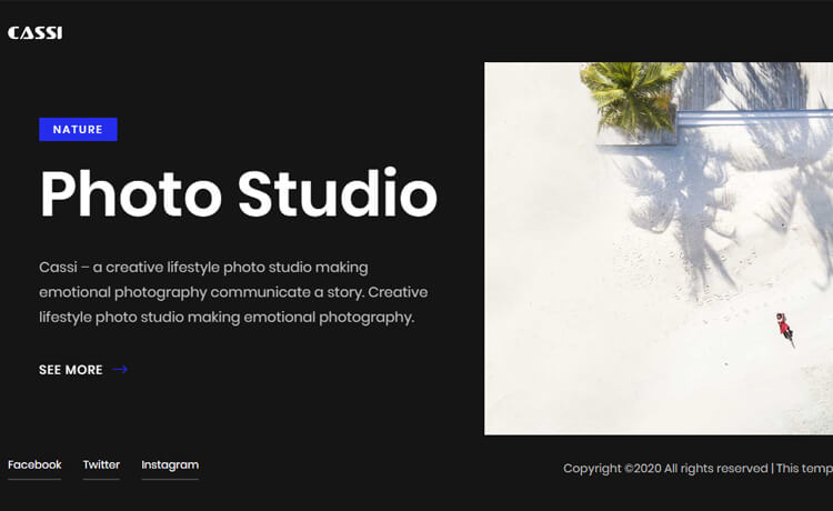 Cassi - Free Bootstrap 4 HTML5 Responsive Photography Website Template