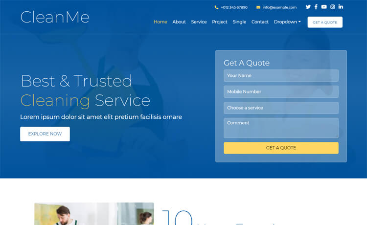 CleanMe - Free Bootstrap 4 HTML5 Business Website Template