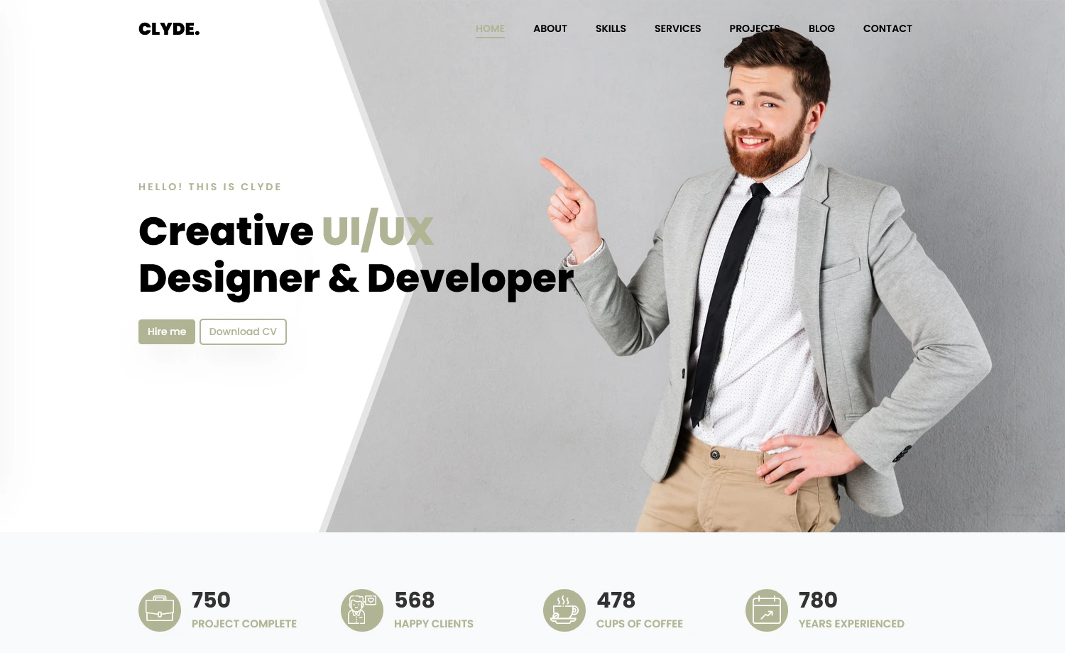 Clyde - Free Bootstrap 4 HTML5 Responsive Portfolio Website Template