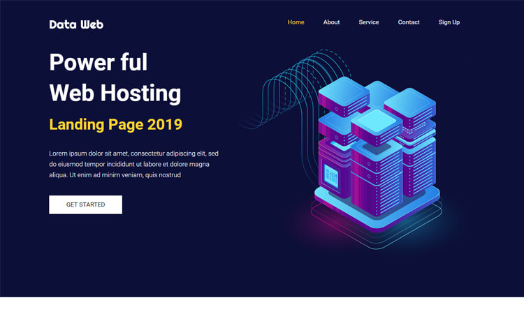 Data Web - Free One Page Bootstrap 4 HTML5 Hosting Website Template