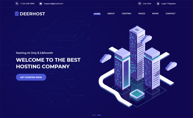 DeerHost - Free Bootstrap 4 HTML5 Hosting Website Template