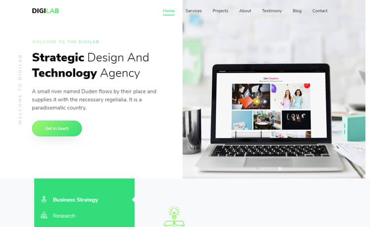 Digilab - Free HTML5 Bootstrap 4 One-Page Agency Website Template
