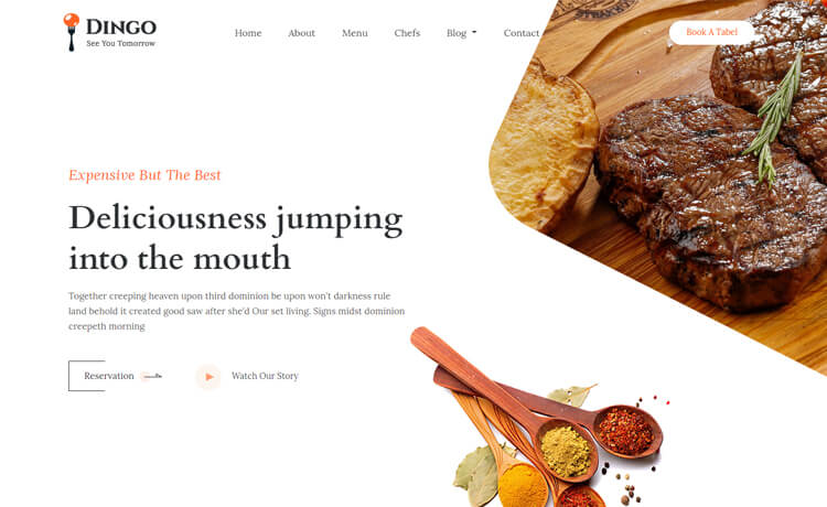 Dingo - Free Bootstrap 4 HTML5 Restaurant Website Template