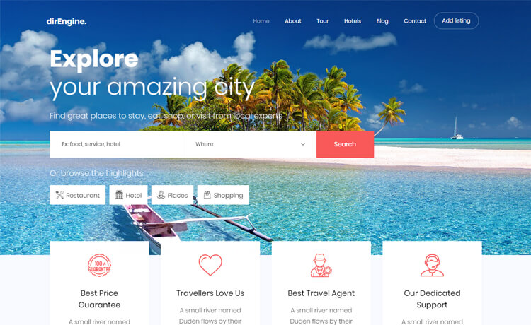 DirEngine - Free Bootstrap 4 HTML5 Responsive Tourism Website Template