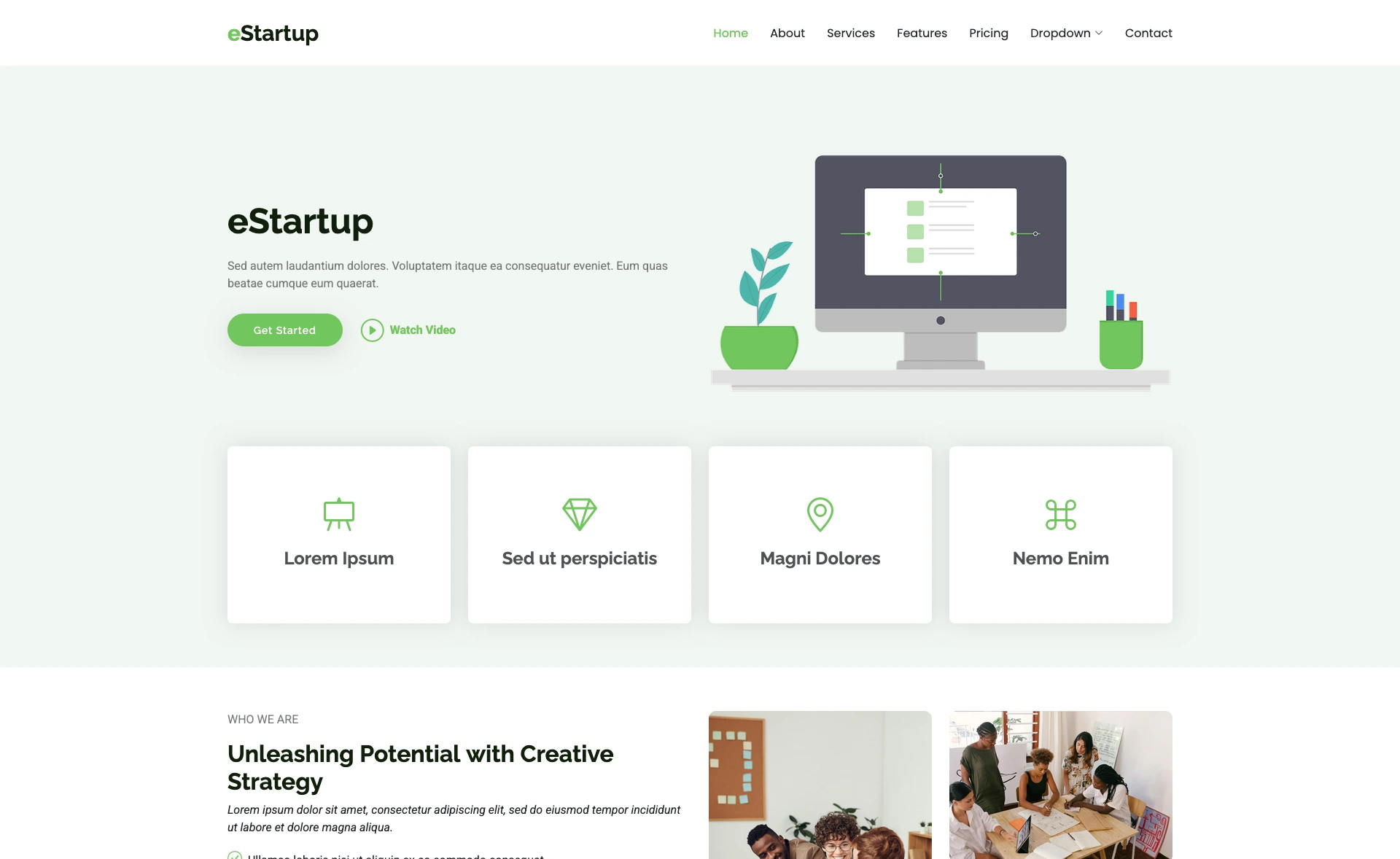 eStartup - User-friendly, One Page Free HTML Landing Page Template