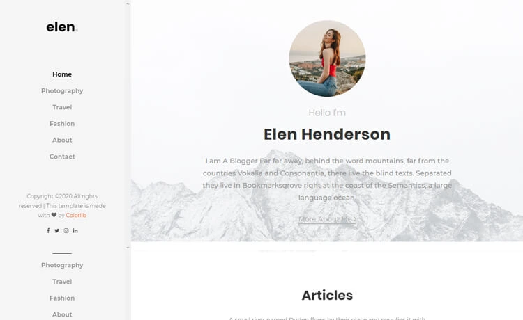 Elen - Free Bootstrap 4 HTML5 Blogger Website Template