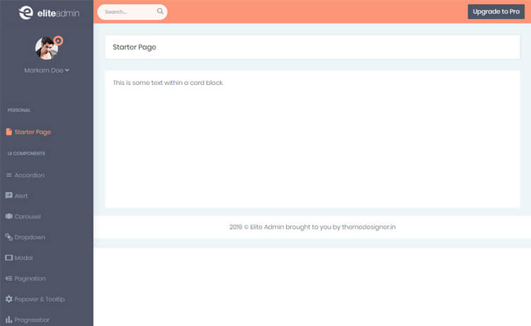 Elite Admin Lite - Free Angular 8 Dashboard Template