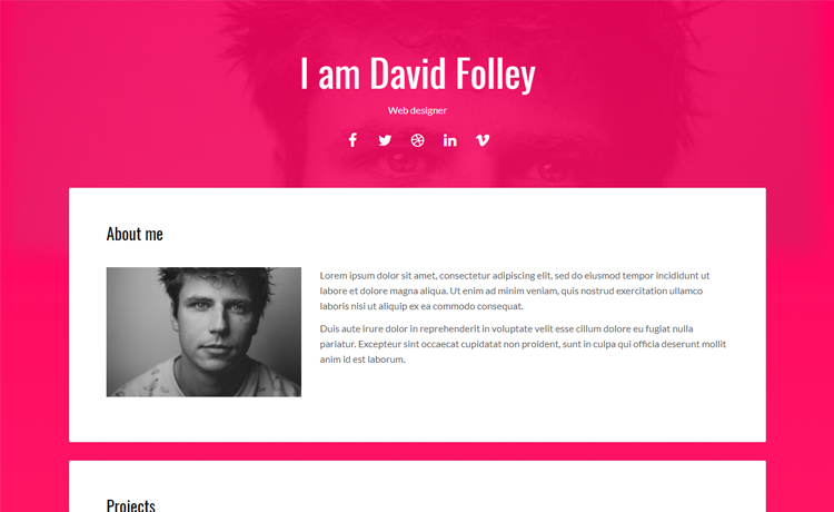 Energy - Free HTML5 personal portfolio website template