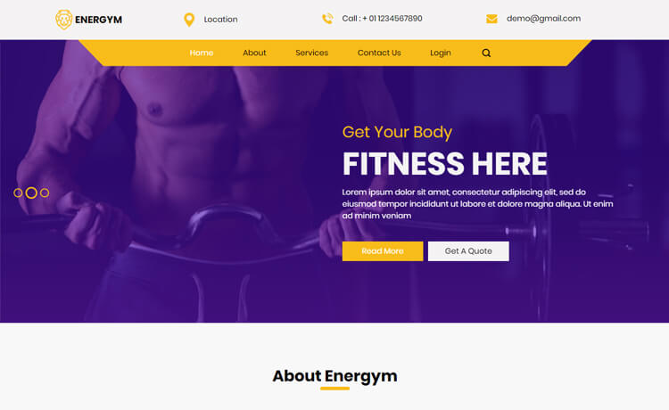 Energym - Free Bootstrap 4 HTML5 Fitness Website Template