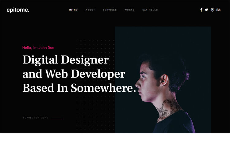 Epitome - Free HTML5 CSS3 Personal Portfolio Website Template