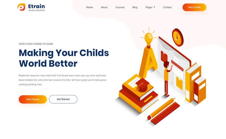 Etrain - Free Bootstrap 4 HTML5 Responsive Education Website Template