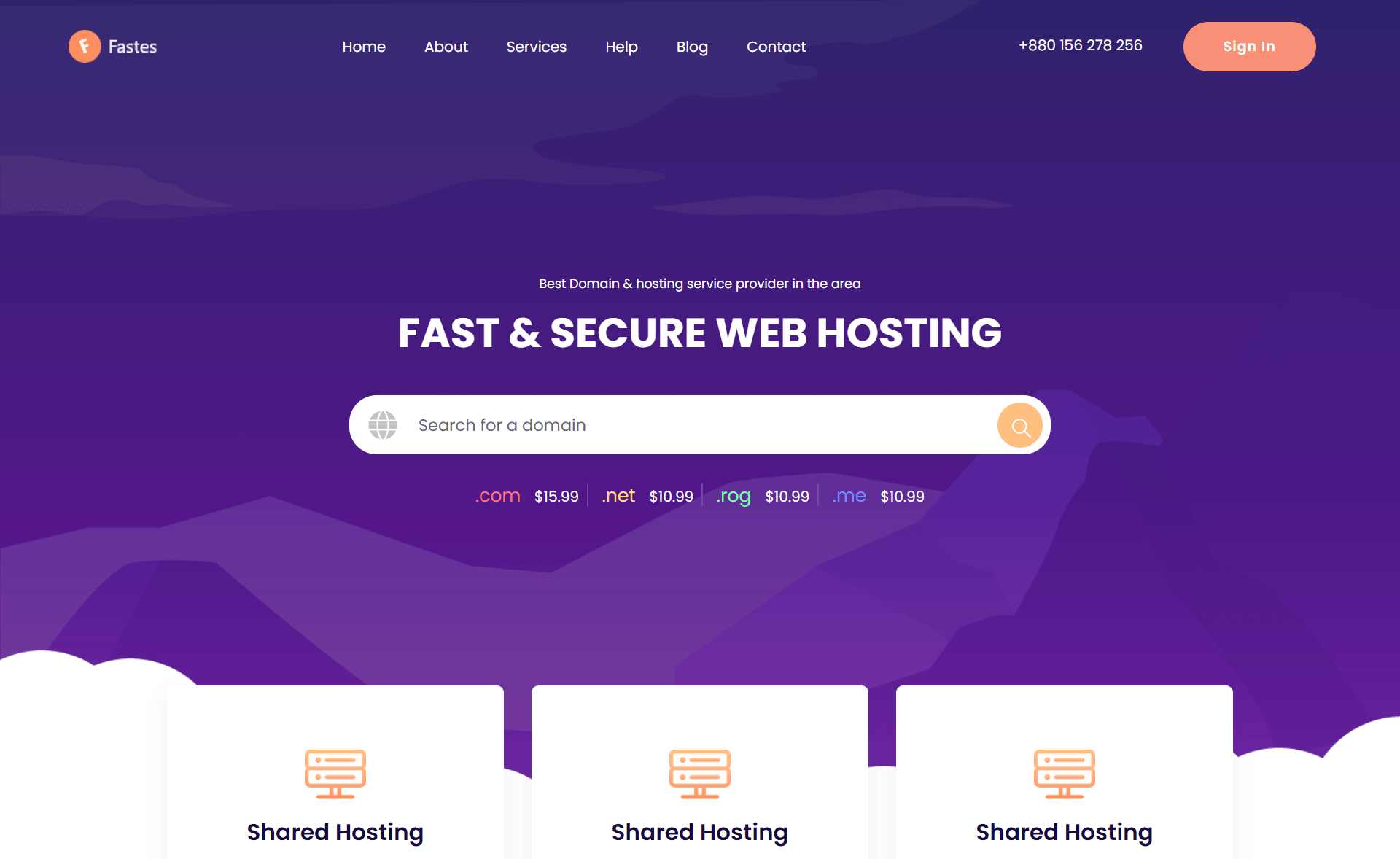 Fastes - Free Responsive Bootstrap 4 HTML5 Hosting Website Template