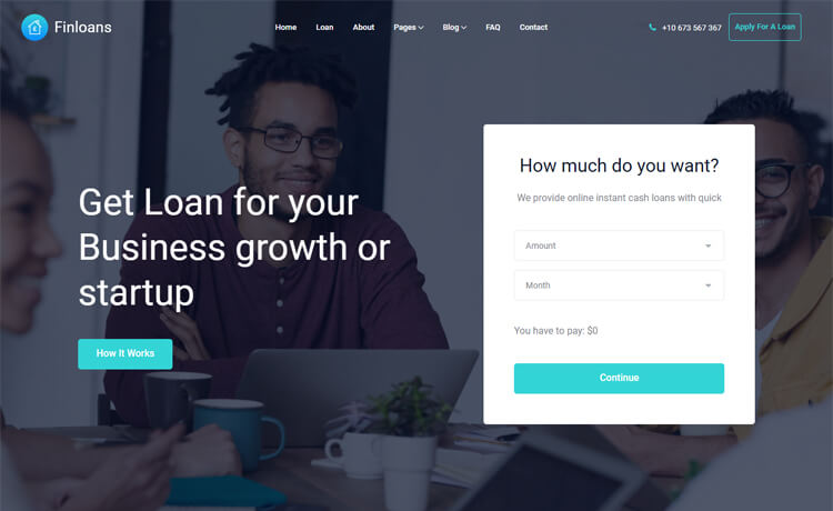 Finloans - Free Bootstrap 4 HTML5 Professional Business Website Template
