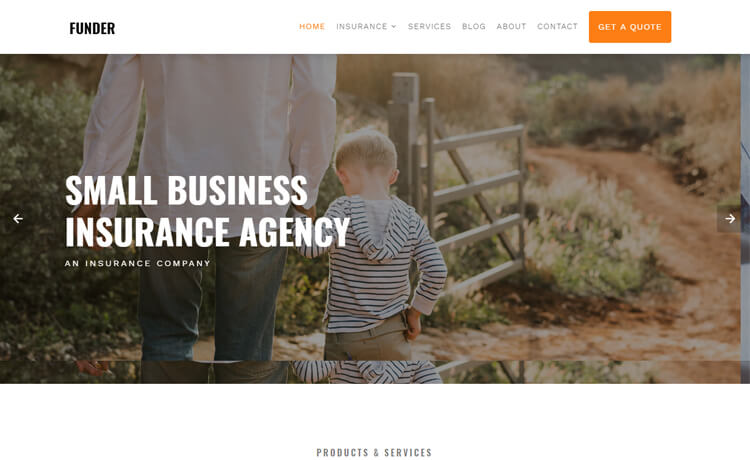 Funder - Free Bootstrap 4 HTML5 Insurance Website Template