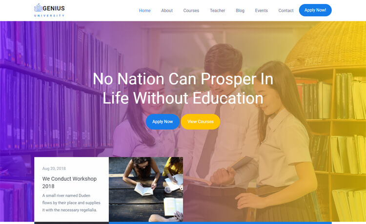 Genius - Free Bootstrap 4 HTML5 Responsive Education Website Template