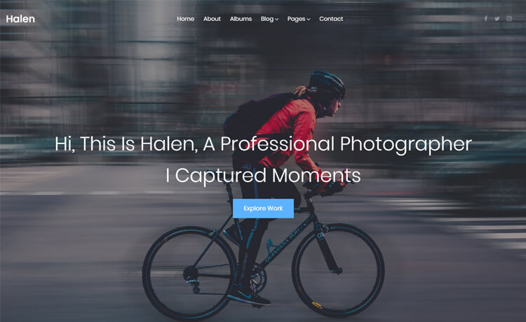 Halen - Free Bootstrap 4 HTML5 Photography Website Template