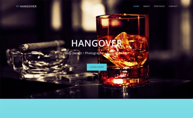 Hangover - A one-page free Bootstrap HTML5 multipurpose personal portfolio website template