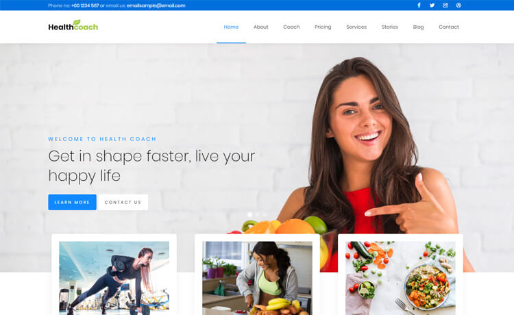 Healthcoach - Free Bootstrap 4 HTML5 Fitness Website Template