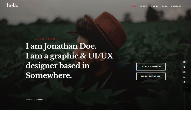 Hola - Free HTML5 professional portfolio website template