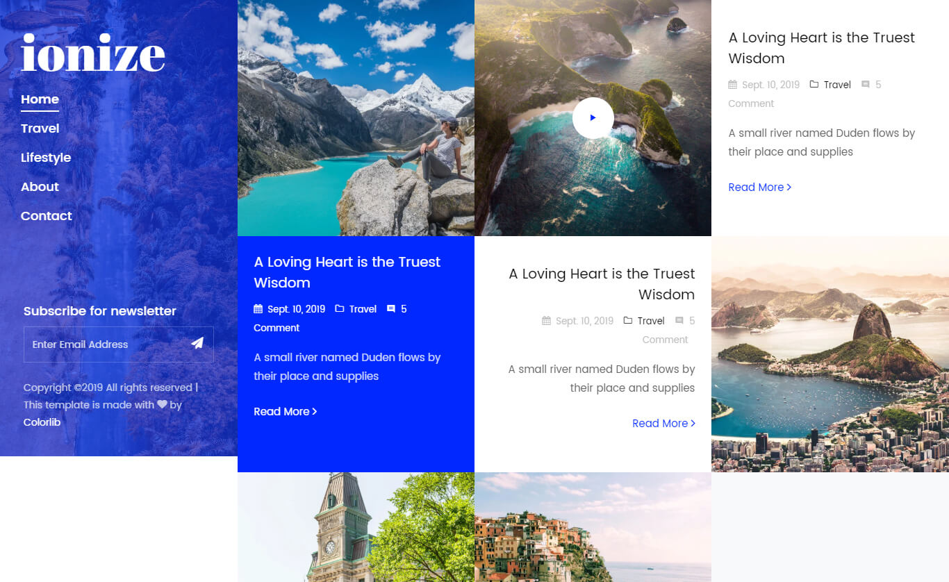 Ionize - Free Multi-page Bootstrap 4 HTML5 Responsive Blog Template