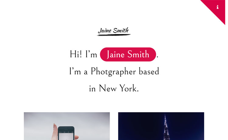 Jaine - A multi-page free HTML5 photographer portfolio website template