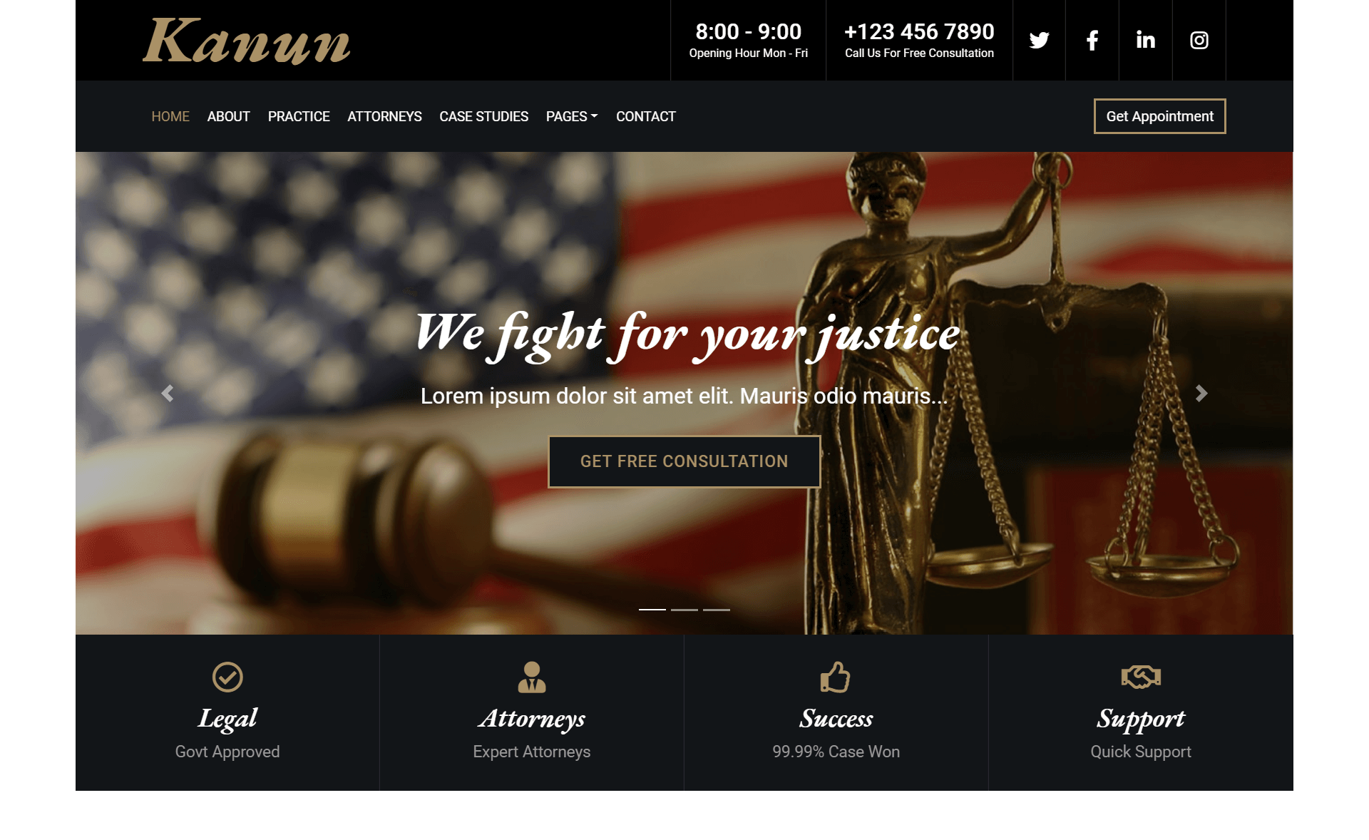 Kanun - Free Responsive Bootstrap 4 HTML5 Law Firm Website Template