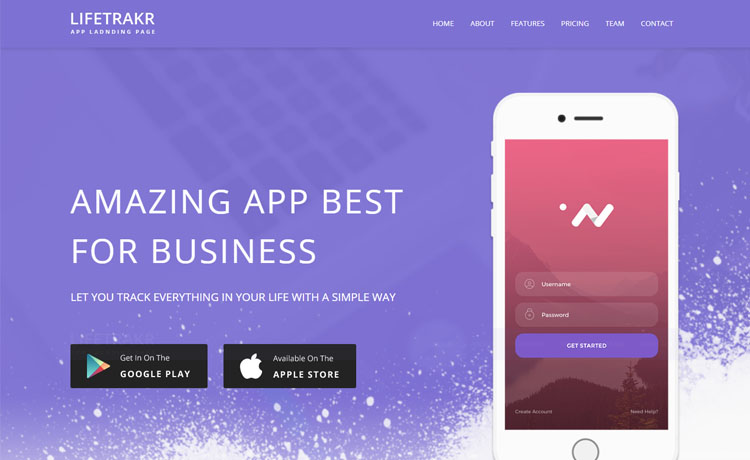 Lifetrackr - Free Responsive Bootstrap App Landing Page Template