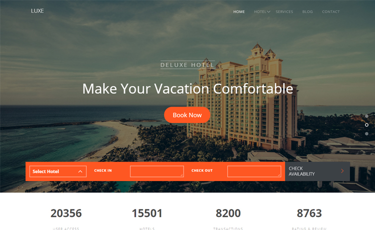 Luxe - Free HTML5 Bootstrap hotel website template