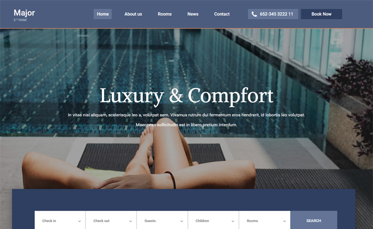 Major - Free Bootstrap 4 HTML5 hotel website template