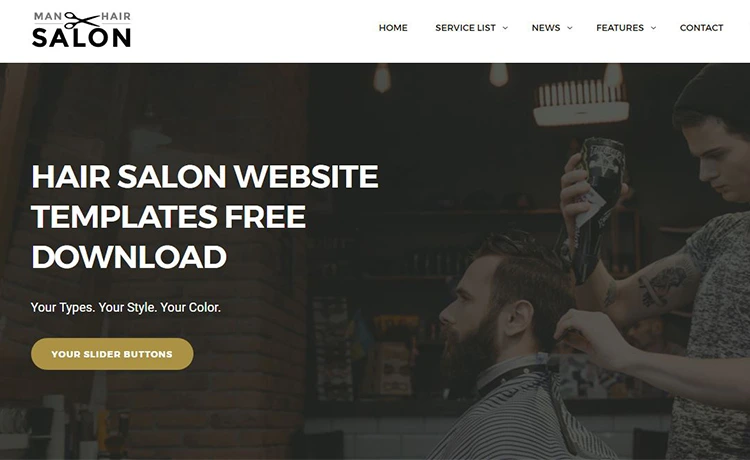 Men's Hair Salon - Men's Hairdressing Website Template Free Download
