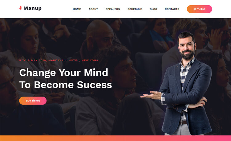 Manup - Free Bootstrap 4 HTML5 Event Management Website Template