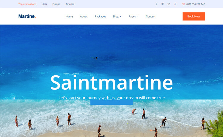 Martine - Free Bootstrap 4 HTML5 Travel Agency Website Template