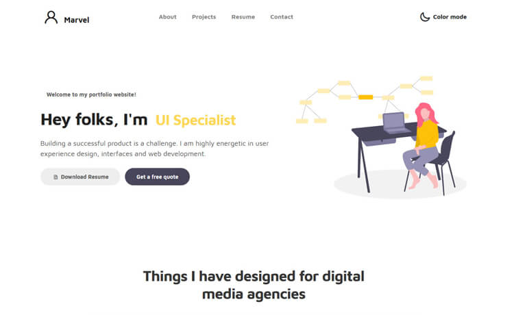 Marvel - Free Bootstrap 4 HTML5 Personal Portfolio Website Template